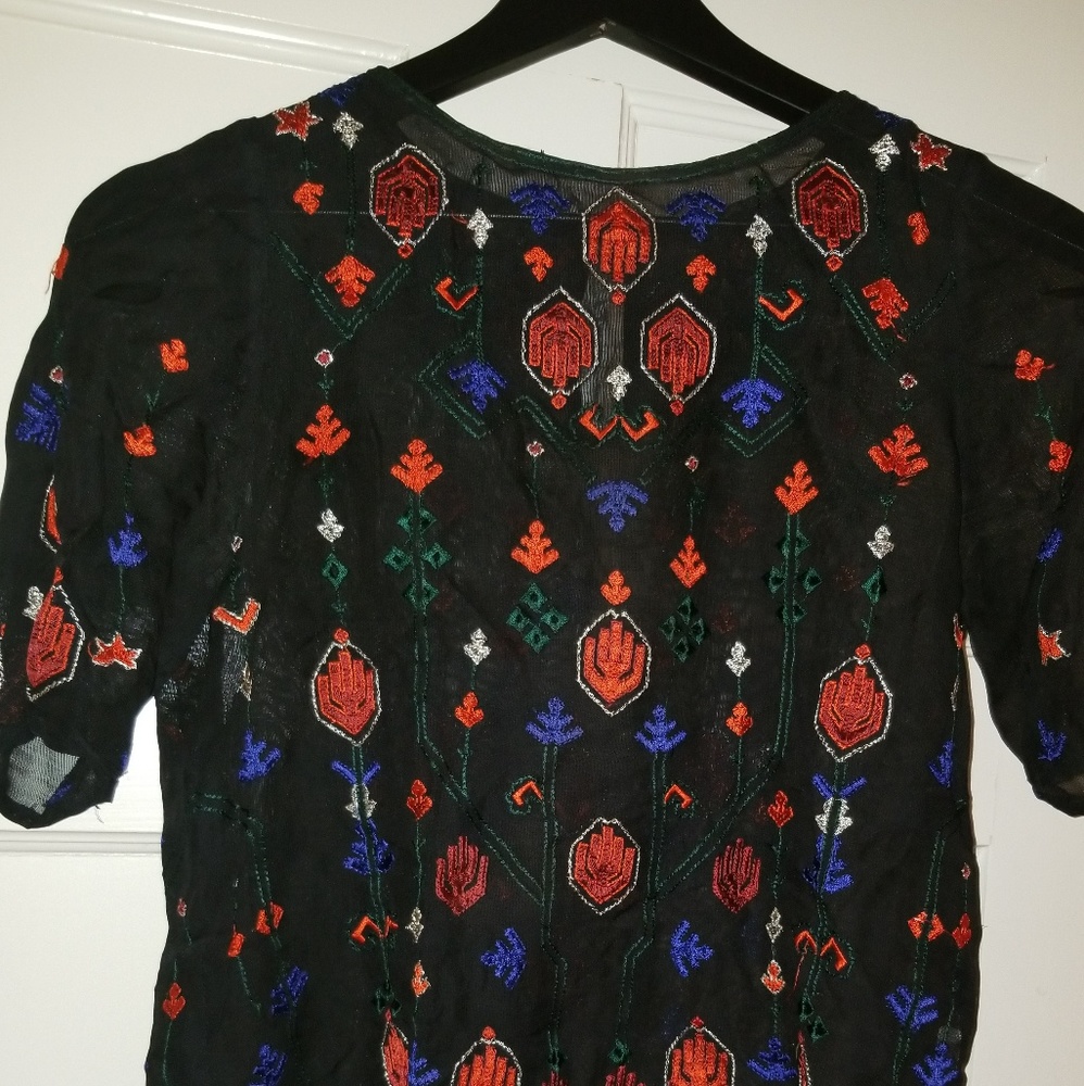 Lucky Brand Embroidered Sheer Top